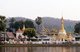 Thailand: Late afternoon light on Wat Chong Kham (Jong Kham) and Wat Chong Klang (Jong Klang) across Chong Kham (Jong Kham) Lake, Mae Hong Son, northern Thailand